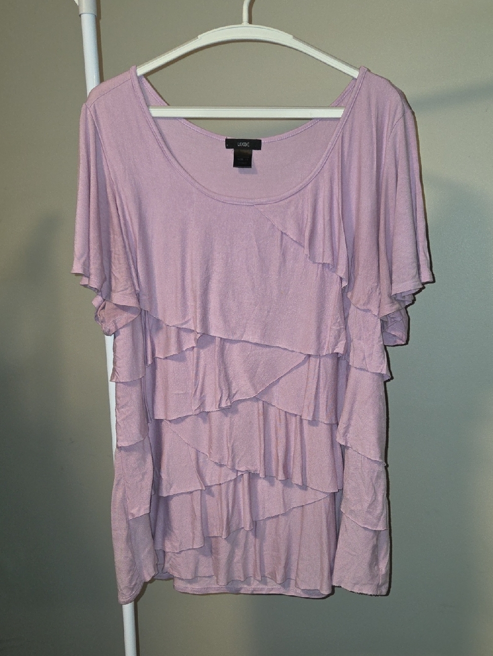 Leebe Pink Short Sleeve Tiered Ruffle Top – Size 1X